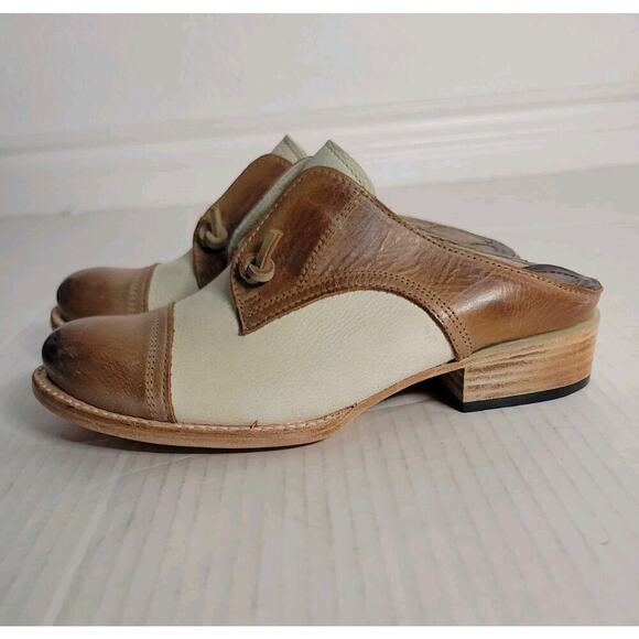 Freebird by Steven Shoes - Freebird By Steven Malena Mules Two Tone Leather Croc Slip On Shoes Retro Sz 8